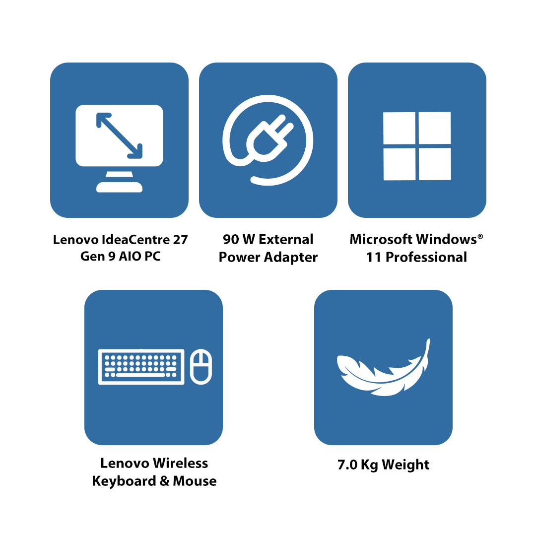 Lenovo IdeaCentre 27 Gen 9 AIO PC - i5 / 32GB / 512GB (NVMe M.2 SSD) / 27" FHD Non-Touch / Win 11 Pro / Arabic/English / 1YW / Cloud Grey - Desktop