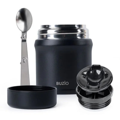 Buzio Kids Stainless Steel Food Container 350ML - Black