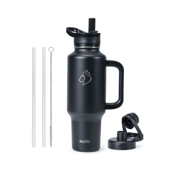 Buzio Trophy Series Handled Water Bottle for Car 1.2L - Black
