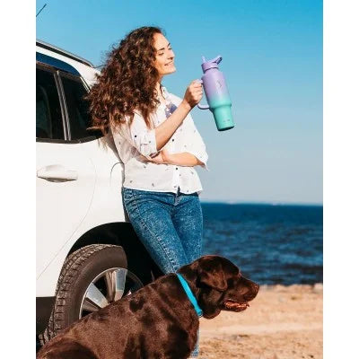 Buzio Trophy Series Handled Water Bottle for Car 1.2L - Purple Green