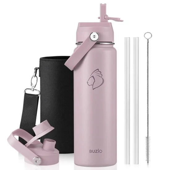 Buzio Duet Series Water Bottle with 2 Lids and Sleeve 700ML - Purple
