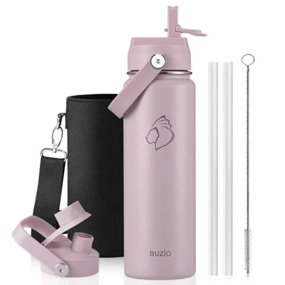 Buzio Duet Series Water Bottle with 2 Lids and Sleeve 700ML - Purple