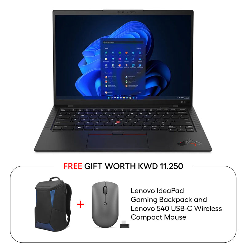 Lenovo ThinkPad X1 Carbon Gen 11 - 14.0" WUXGA / i7 / 32GB / 1TB (NVMe M.2 SSD) / WWAN / NFC / Win 11 Pro / 3YW / Arabic/English / Deep Black - Laptop