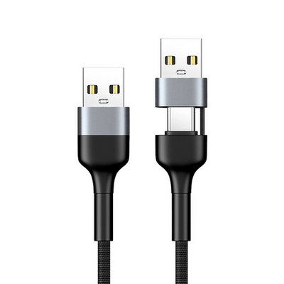 XPower BC24 8-in-1 Aluminium Alloy Sync & Charge Cable - 100W / USB-C / USB-A / Lightning / 2 Meter / Black