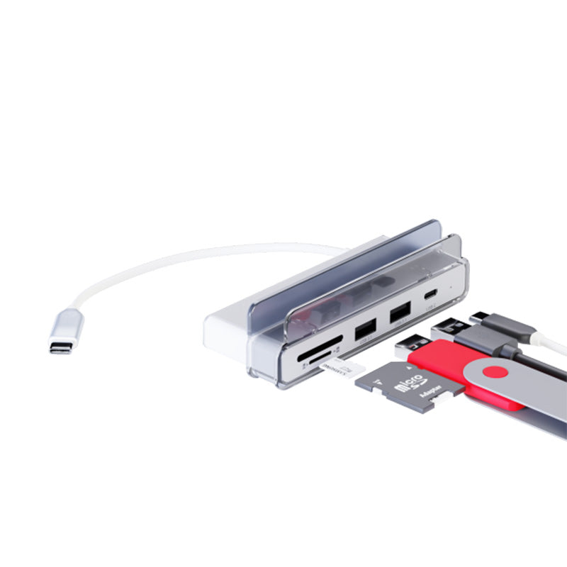 Xtrememac Card Reader - 6-in-1 / USB-C / 4K / SD Card / USB-A / Silver