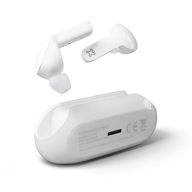 Xtrememac X-Twist - In-Ear / Bluetooth 5.2 / USB Type-C / White - Earbuds