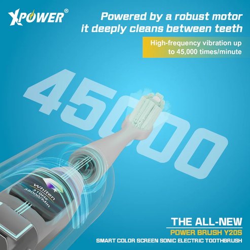 XPower Y20S Smart Color Screen Sonic Electric Toothbrush - Black