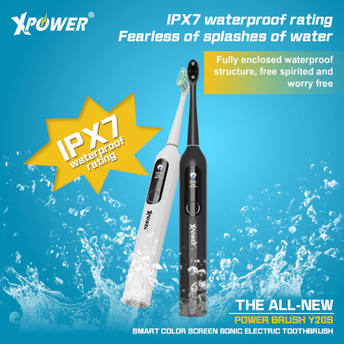 XPower Y20S Smart Color Screen Sonic Electric Toothbrush - Black