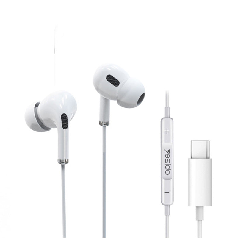 Yesido YH35 in-ear Noise Cancelling Wired Earphone - 1.2M / Type-C - White