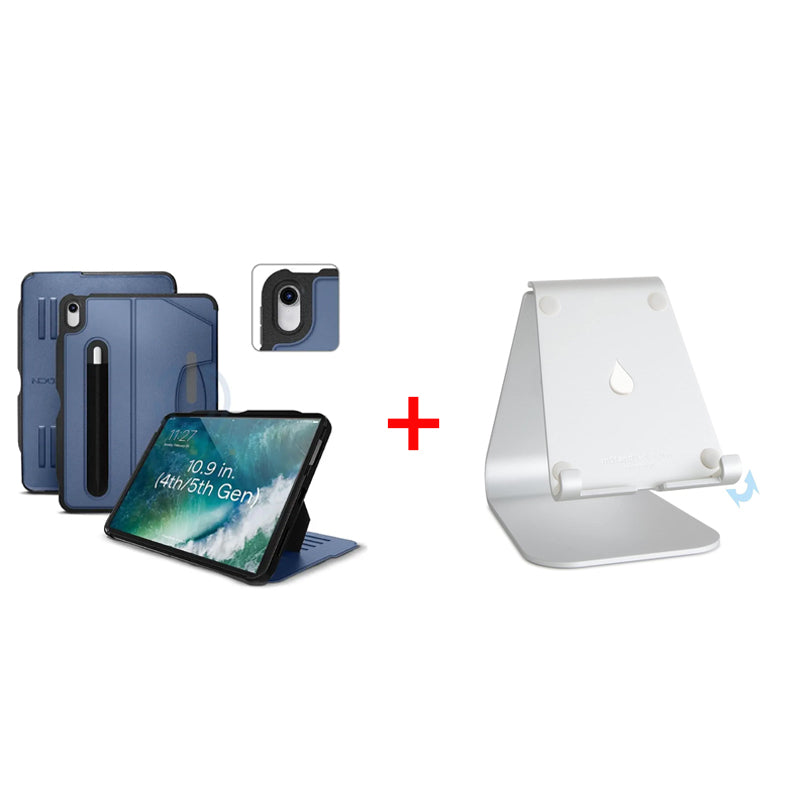 Bundle Offer - Zugu iPad Air 11"/10.9" (2020-2025) Alpha Case - Slate + Rain Design mStand Tablet Plus iPad Stand - Silver