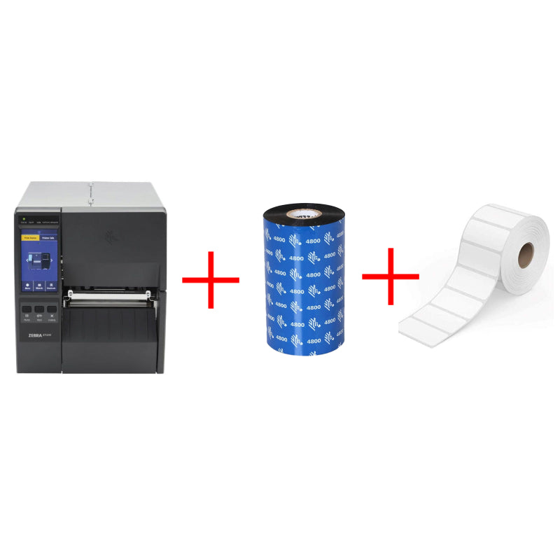 Zebra ZT231 Industrial Label Printer + Zebra 50mm x 25mm Synthetic White Face Layer + Zebra Resin Ribbon - Bundle Offer