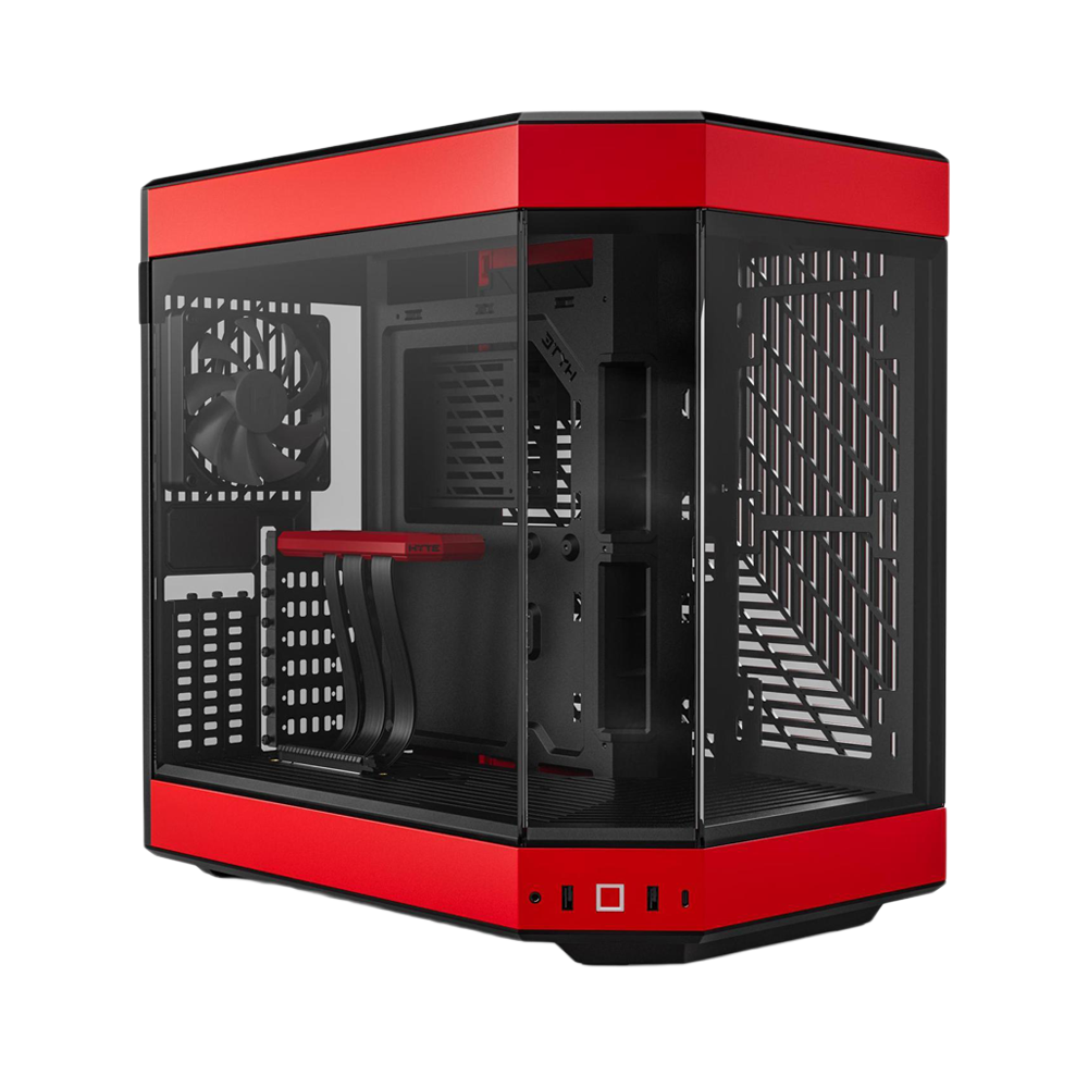 HYTE Y60 Dual Chamber Panoramic Tempered Glass ATX Case With 3 Fans - Black/Red