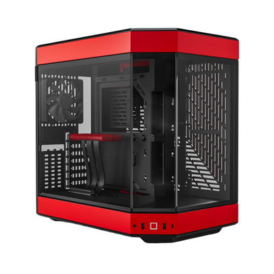 HYTE Y60 Dual Chamber Panoramic Tempered Glass ATX Case With 3 Fans - Black/Red