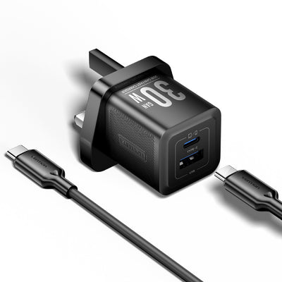 Vention 2-Port GaN Charger with Cable - 30W / USB-C / Black