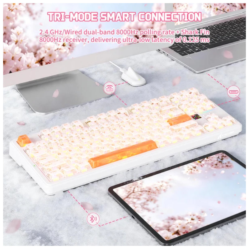 ATTACK SHARK X87 ULTRA Wireless Mechanical Keyboard With 8K Wireless Receiver - Iced Orange