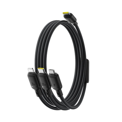 Baseus Silky 3-in-1 Fast Charging Cable - 1.5m / USB-C to M+L+C / 100W / Black