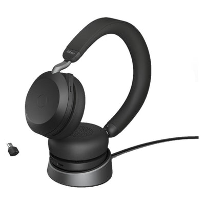 سماعة رأس  Jabra Evolve2 75 MS ستيريو يو اس بيمع  حامل مع  حامل  لاسلكي  أسود