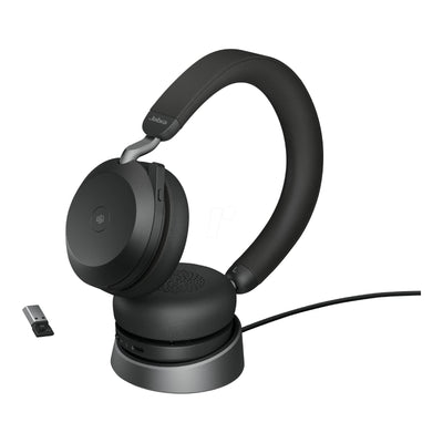 سماعة رأس  Jabra Evolve2 75 MS ستيريو يو اس بيمع  حامل مع  حامل  لاسلكي  أسود