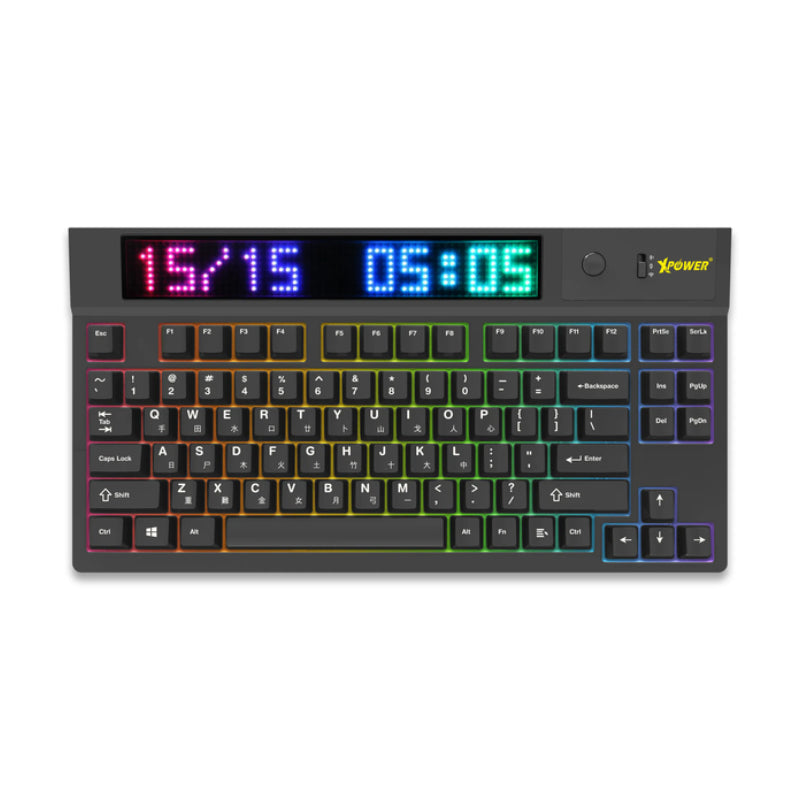 XPower Quaoar Tri-Mode Hot Swap Axis Mechanical Keyboard with LED Dot Matrix Screen
