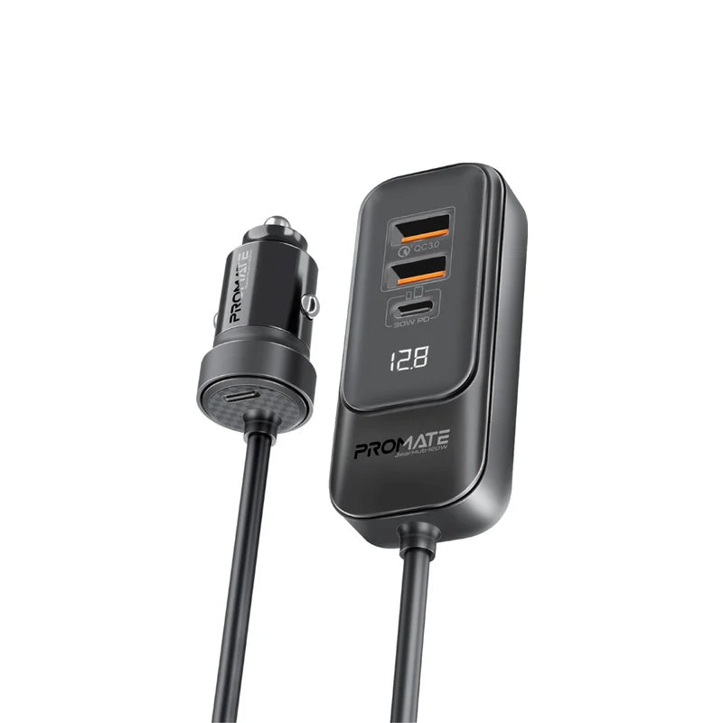 PROMATE MagSafe Flexible Smartphone Charging Mount - 15W + PROMATE RapidCharge Car Charger with Multi-Port Backseat Charging Hub - 120W / USB-A / USB-C - Bundle Offer