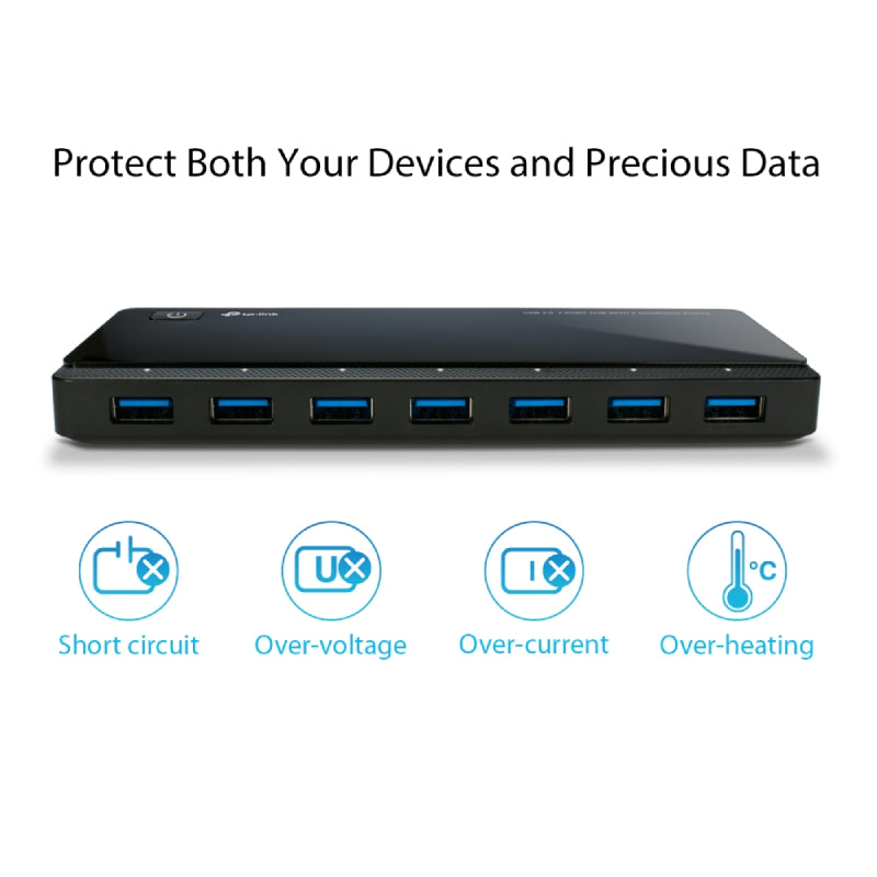 TP-Link (UH720) USB 3.0 7-Port Hub with 2 Charging Ports - USB 3.0 / Black