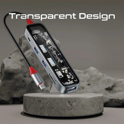 PROMATE 7-in-1 Transparent USB-C Hub - USB-C / HDMI / USB 3.0