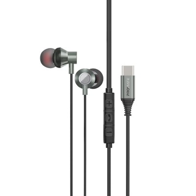 PROMATE Silken-C Ergonomic In-Ear USB-C Wired Stereo Earphones - Wired / USB-C / Gray