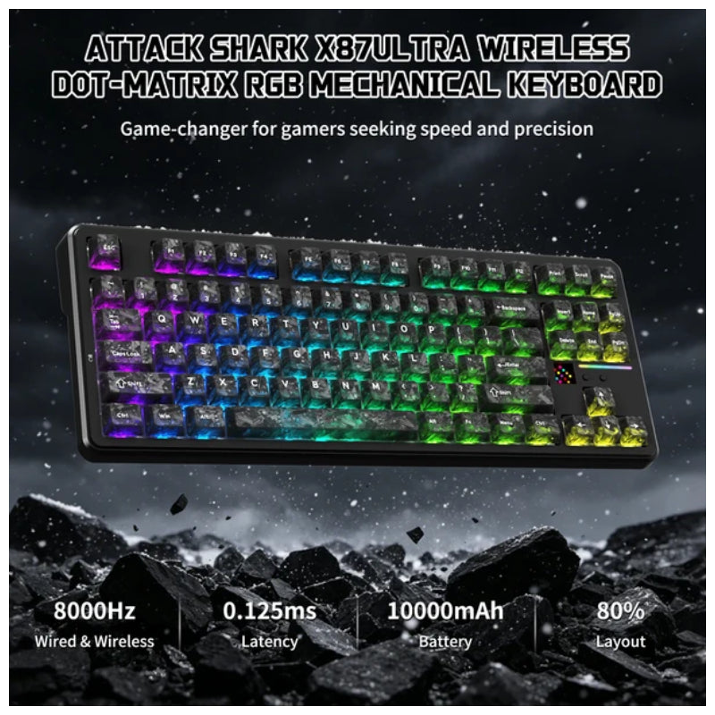 ATTACK SHARK X87 ULTRA Wireless Mechanical Keyboard With 8K Wireless Receiver -  Forged Carbon