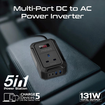 PROMATE Multi-Port DC to AC Power Inverter with 200W AC Socket