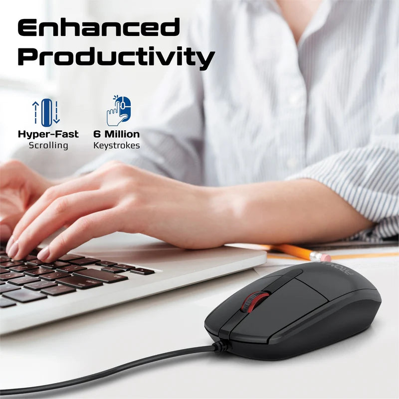 PROMATE Ergonomic Design Wired Optical Mouse - 1200 DPI