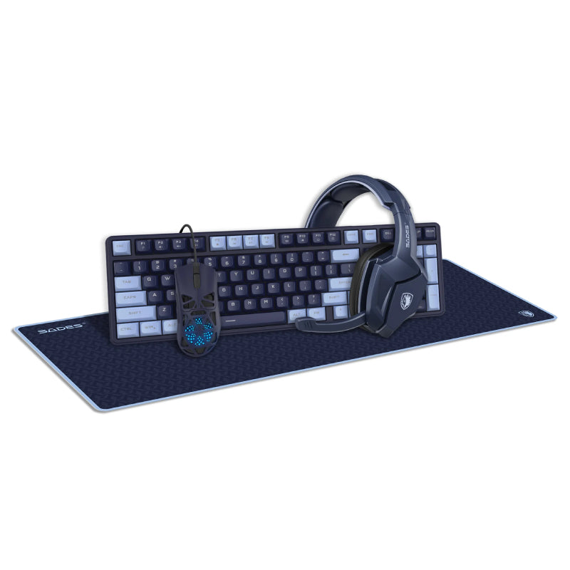 SADES Obsidian Arsenal SA-D20 4 in 1 Gaming Combo (Headset, Keyboard, Mouse & Mousepad) - Blue