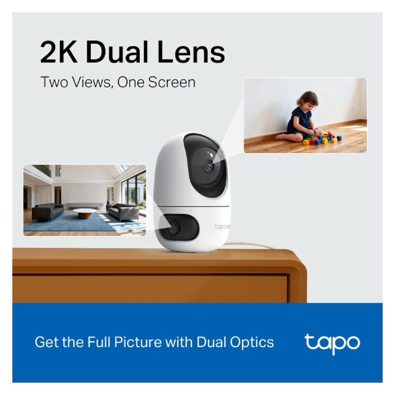 TP-Link Tapo C245D Dual Lens Pan/Tilt Security Camera - 2K 3MP Dual Lens / Up to 15 fps / Two-Way Audio / AI Detection / Night Vision