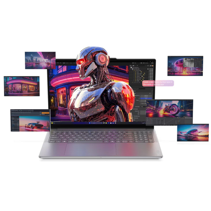 جهاز كمبيوتر لينوفو يوجا برو  الجيل المزود بتقنية الذكاء الاصطناعي جهاز كمبيوتر  16 بوصة بدقة 3.2K (3200x2000) شاشة OLED تانديم / ألترا 285H / 64 جيجابايت  2 تيرابايت NVMe م.2 إس إس دي) / RTX 5070 8 جيجابايت / تعزيز AI، فوق إلى TOPS / ويندوز 11 هوم  Arb/Eng / 2YW / Luna رمادي  لابتوب