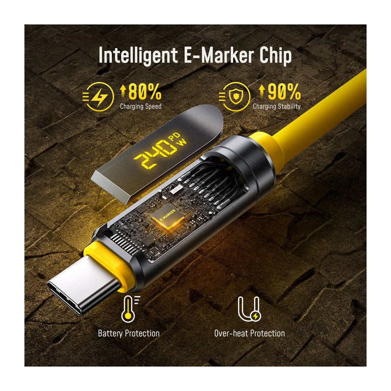 AOHi THE FUTURE Adonis USB4 2.0 240W LED Display USB-C to USB-C Cable - 2M / 120Gbps/ 8K/ PD3.2