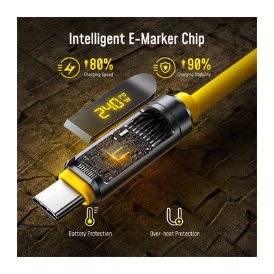 AOHi THE FUTURE Adonis USB4 2.0 240W LED Display USB-C to USB-C Cable - 2M / 120Gbps/ 8K/ PD3.2