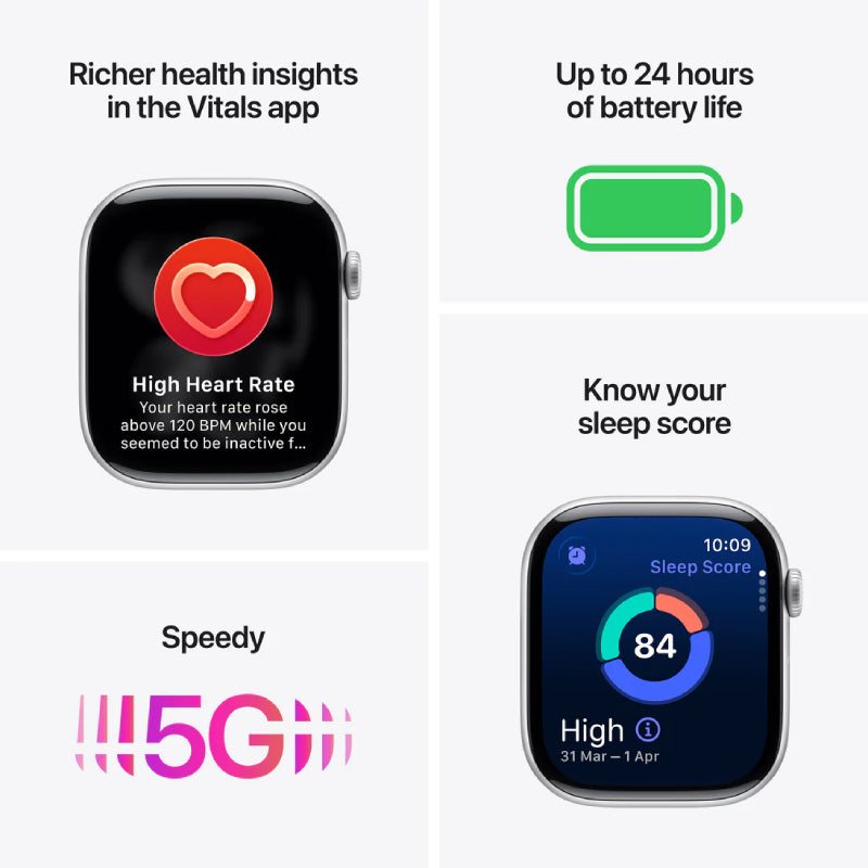 Apple Watch Series 11 - LTPO OLED / 64GB / 42mm / Bluetooth / Wi-Fi + Cellular / Medium/Large / Natural Titanium Case