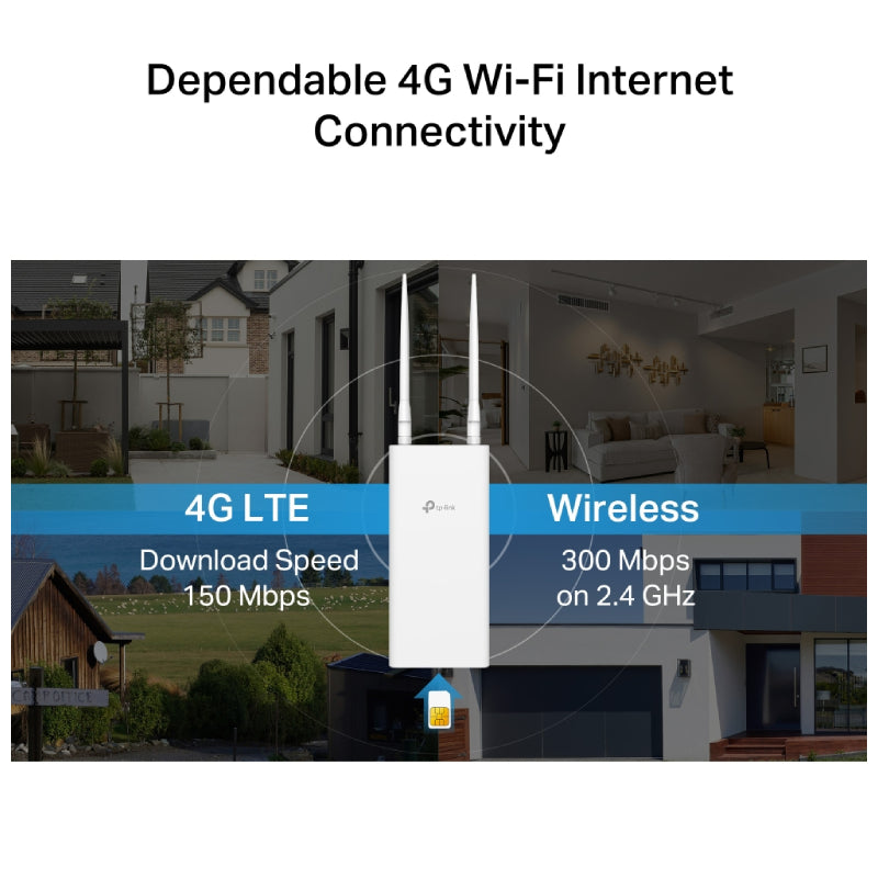 تي بي لينك خارجي)راوتر واي-فاي خارجي  4جي  ميغابت في الثانية راوتر  4جي  2.4 جيجا هرتز 300 ميغابت في الثانية) / شبكة محلية  WAN