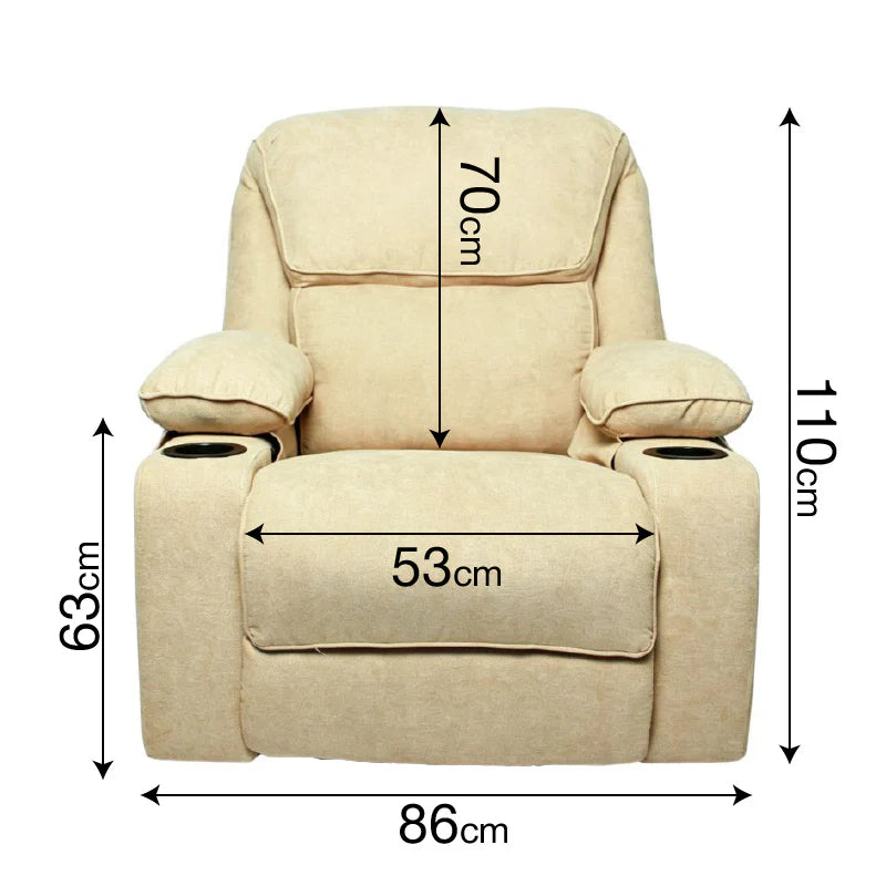 Black Bull Premium Sofa Swivel Rocker Recliner Size - Fabric Beige