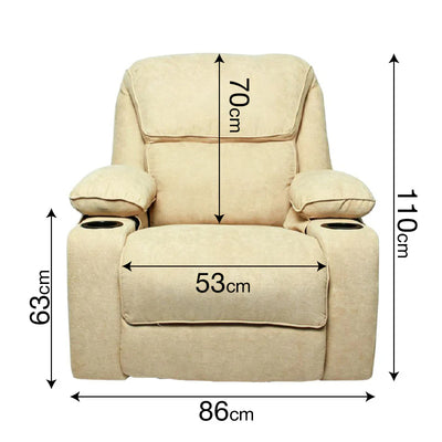 Black Bull Premium Sofa Swivel Rocker Recliner Size - Fabric Beige