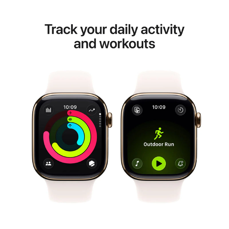 Apple Watch Series 11 - LTPO OLED / 64GB / 46mm / Bluetooth / Wi-Fi + Cellular / Small/Medium / Gold Titanium Case with