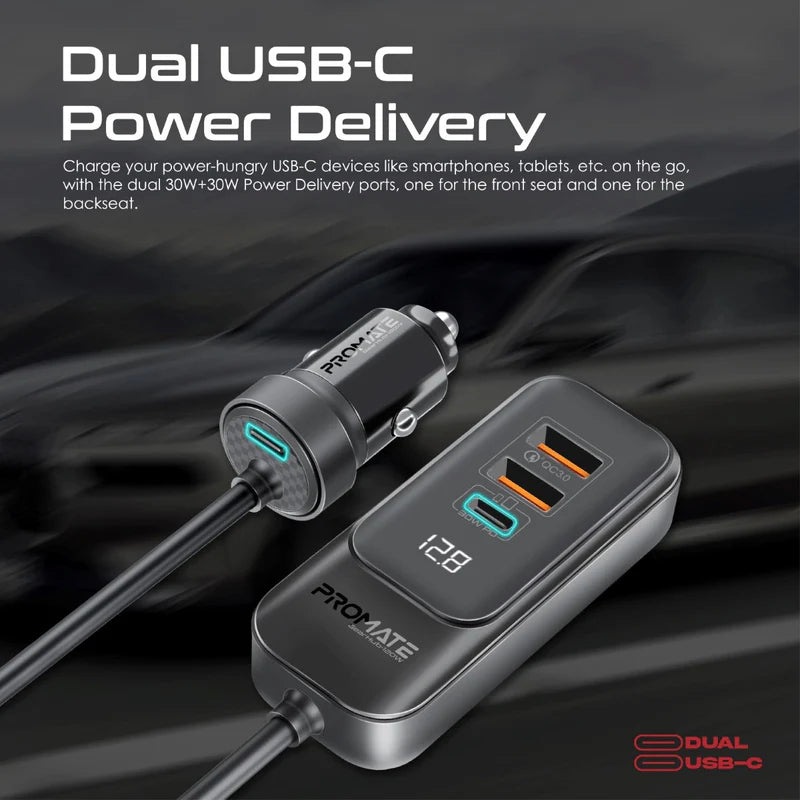 PROMATE MagSafe Flexible Smartphone Charging Mount - 15W + PROMATE RapidCharge Car Charger with Multi-Port Backseat Charging Hub - 120W / USB-A / USB-C - Bundle Offer