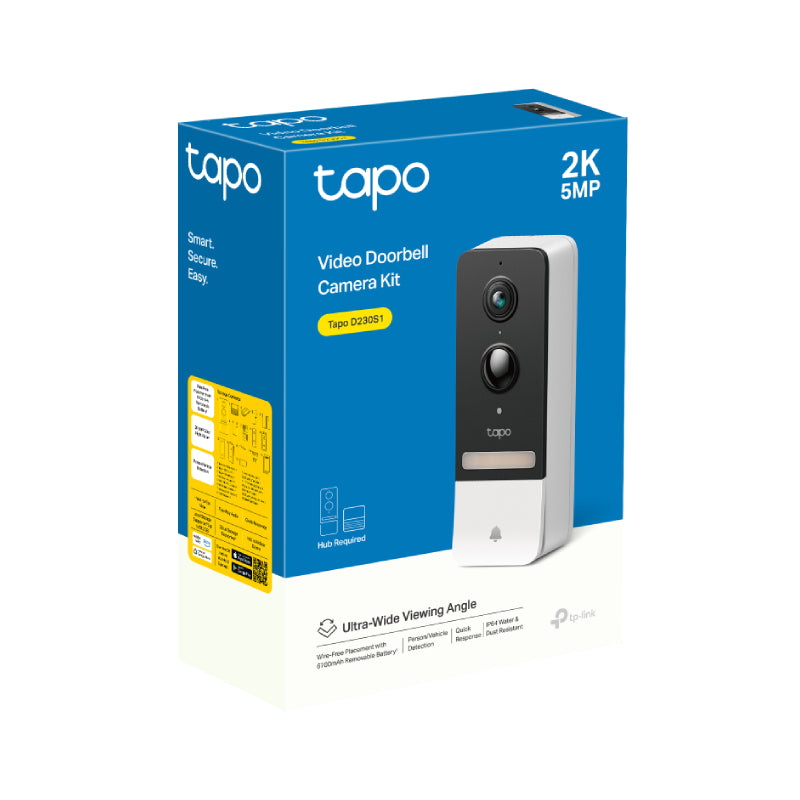 تي بي لينك Tapo D230S1)فيديو  ذكي  Tapo المزودبطارية فيديو بطارية  - دقة 2K و5 ميجابكسل / ذكي / شبكة محلية