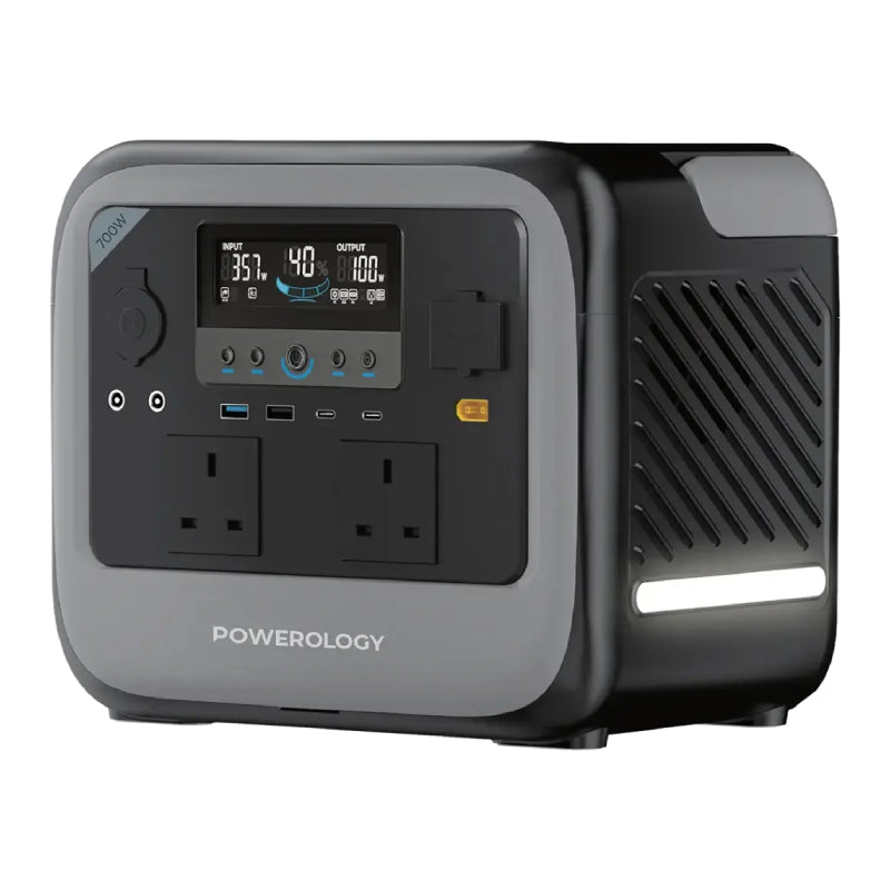 Powerology Pater II Portable Power Station - 700W / 472.5Wh / USB-C /USB-A / Gray