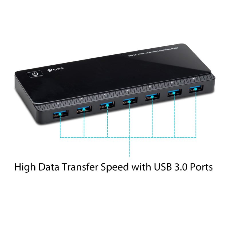 TP-Link (UH720) USB 3.0 7-Port Hub with 2 Charging Ports - USB 3.0 / Black