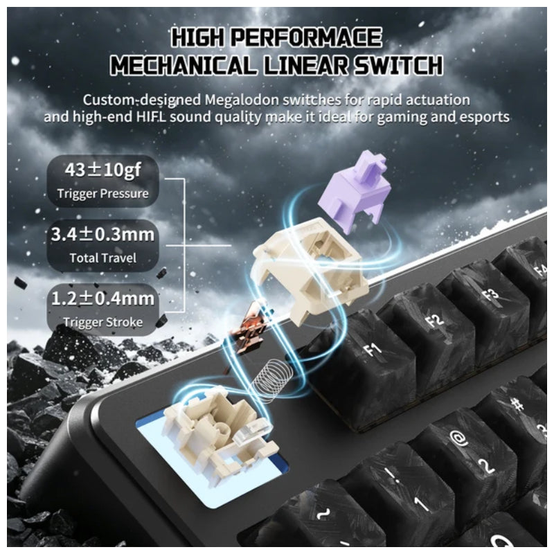 ATTACK SHARK X87 ULTRA Wireless Mechanical Keyboard With 8K Wireless Receiver -  Forged Carbon