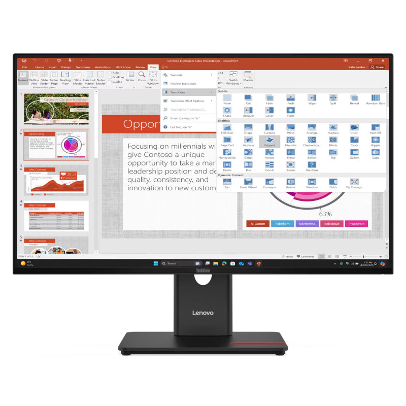 Lenovo ThinkVision T27-40 Monitor - 27" FHD IPS / 4ms / Up to 120Hz / HDMI 1.4/DisplayPort 1.2 /VGA/USB-A/USB-C / 3YW - Monitor