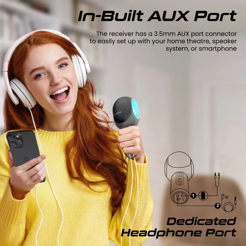 ميكروفون  ومكبر صوت لاسلكي 5 في 1 من PROMATE مع  إضاءةديناميكي