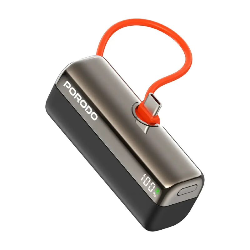 Porodo Pocket Volt Power Bank - 5000mAh / 22.5W / USB-C / Black