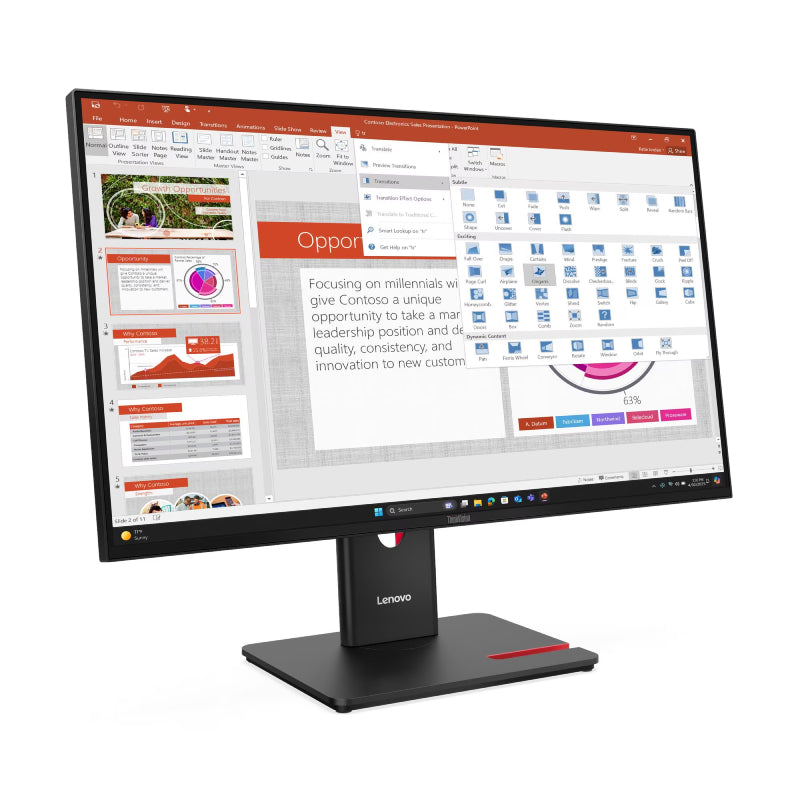 Lenovo ThinkVision T27-40 Monitor - 27" FHD IPS / 4ms / Up to 120Hz / HDMI 1.4/DisplayPort 1.2 /VGA/USB-A/USB-C / 3YW - Monitor