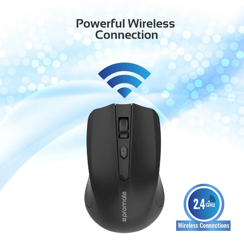 PROMATE Wireless Ergonomic Optical Mouse - 1600 DPI